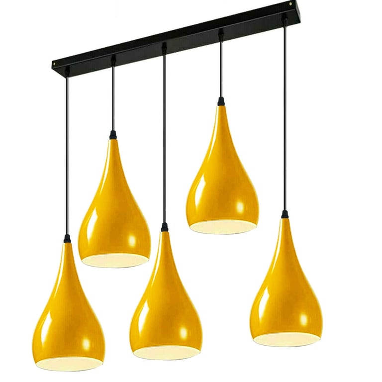 Yellow 5 Outlet Ceiling Light Fixtures - Modern Black Hanging Pendant Lighting for Kitchen Island or Romantic Home Decor