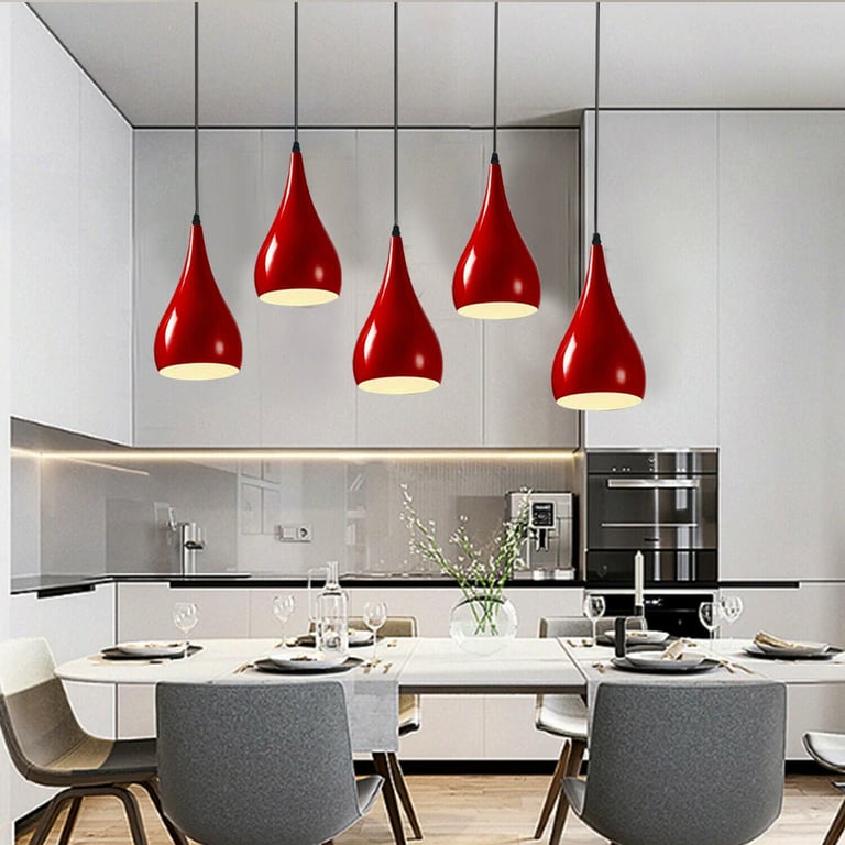 Red 5 Outlet Modern Black Hanging Pendant Light Fixture with E27 Lamp Base