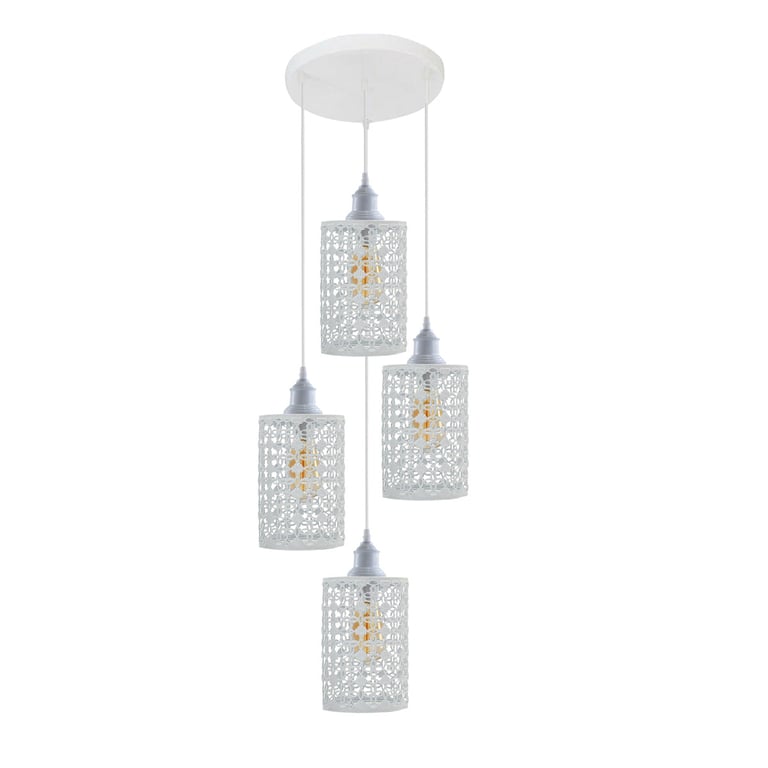 Adjustable Hanging Pendant Ceiling Light E27 Base - White Home Decor Lighting Solution