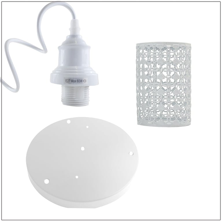 Adjustable Hanging Pendant Ceiling Light E27 Base - White Home Decor Lighting Solution