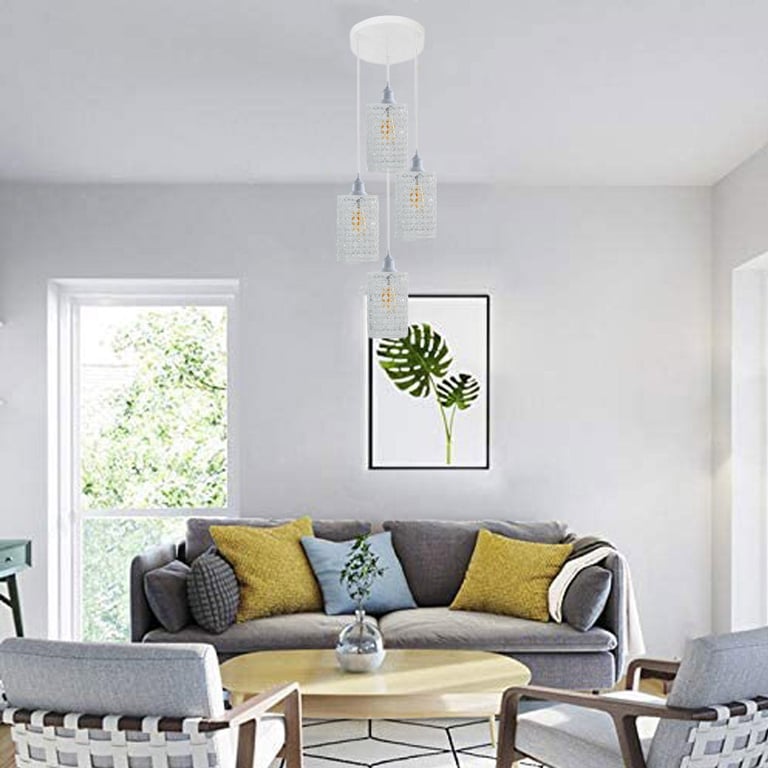 Adjustable Hanging Pendant Ceiling Light E27 Base - White Home Decor Lighting Solution