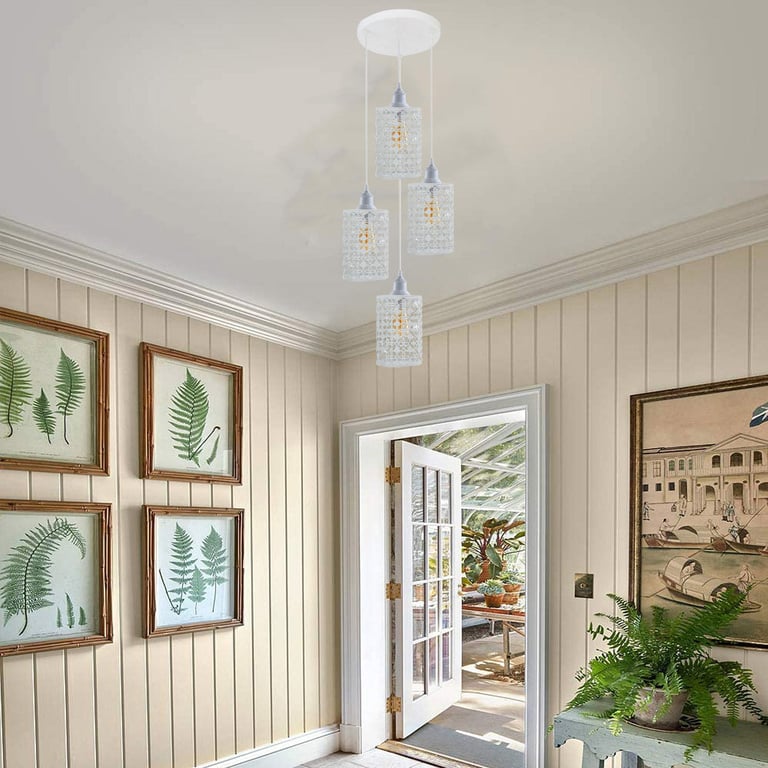 Adjustable Hanging Pendant Ceiling Light E27 Base - White Home Decor Lighting Solution