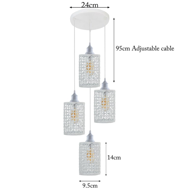 Adjustable Hanging Pendant Ceiling Light E27 Base - White Home Decor Lighting Solution