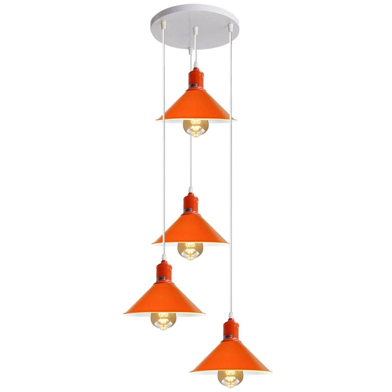 Modern Orange Industrial Ceiling Light - Retro Chandelier Home Decor Lighting