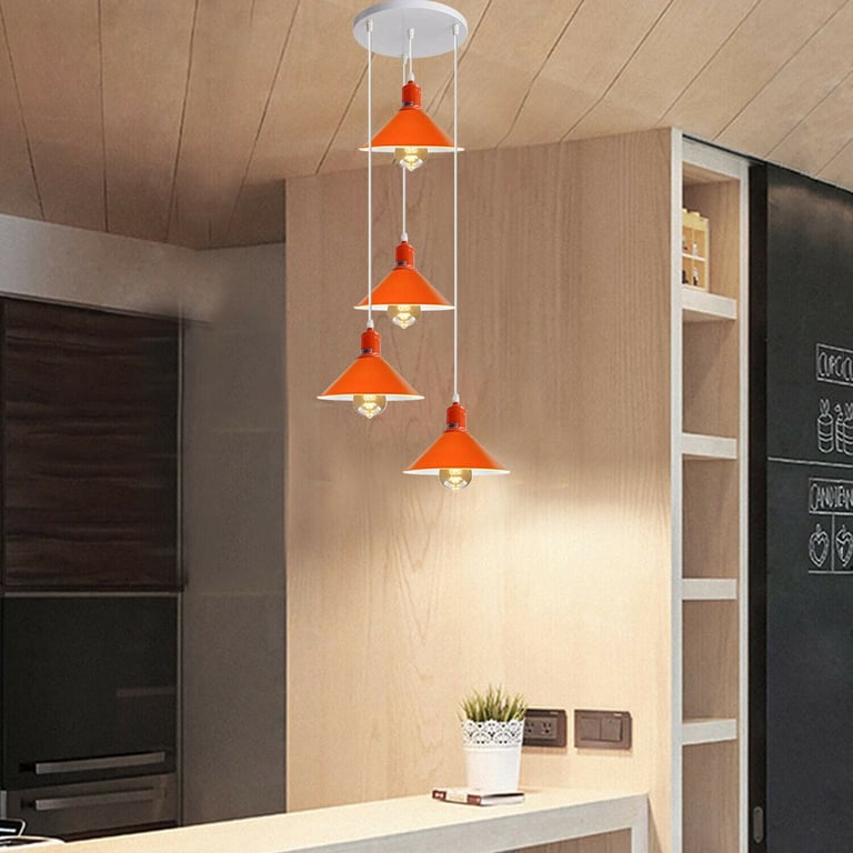 Modern Orange Industrial Ceiling Light - Retro Chandelier Home Decor Lighting