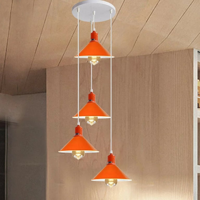 Modern Orange Industrial Ceiling Light - Retro Chandelier Home Decor Lighting