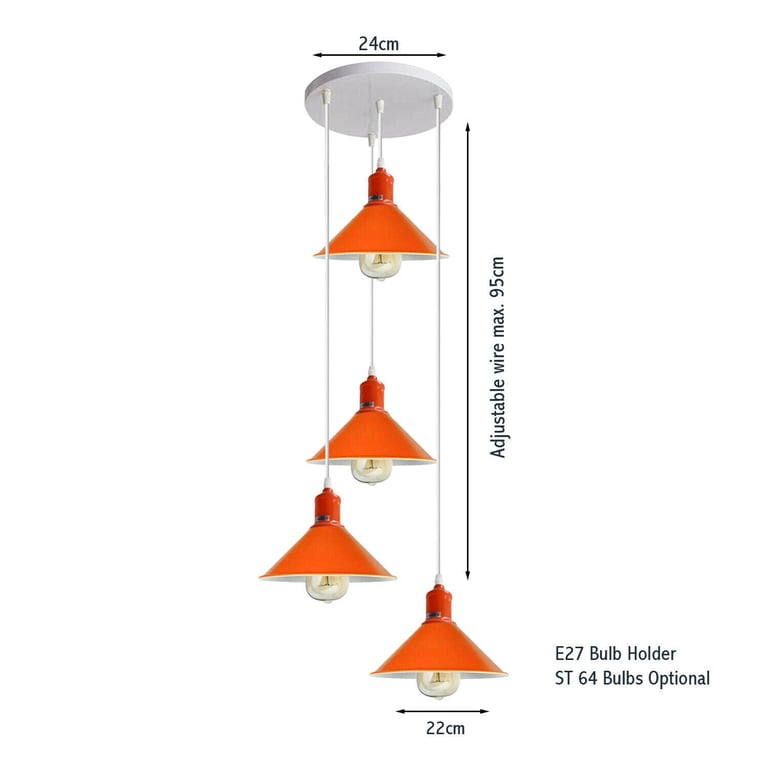 Modern Orange Industrial Ceiling Light - Retro Chandelier Home Decor Lighting