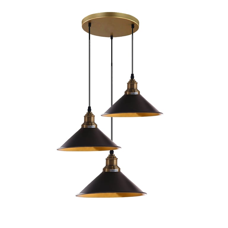 Modern 3-Light Adjustable Cable Chandelier with Black Metal Shade
