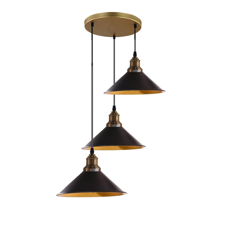 Modern 3-Light Adjustable Cable Chandelier with Black Metal Shade