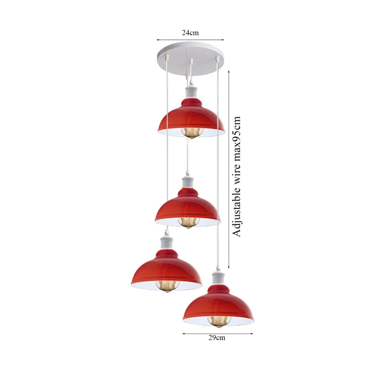 Red Kitchen Island Pendant Light Cluster - Modern Metal & Retro-Inspired Red Lighting Fixture