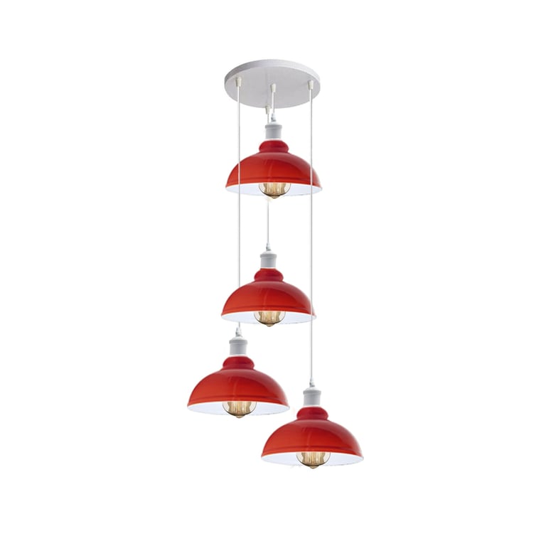 Red Kitchen Island Pendant Light Cluster - Modern Metal & Retro-Inspired Red Lighting Fixture