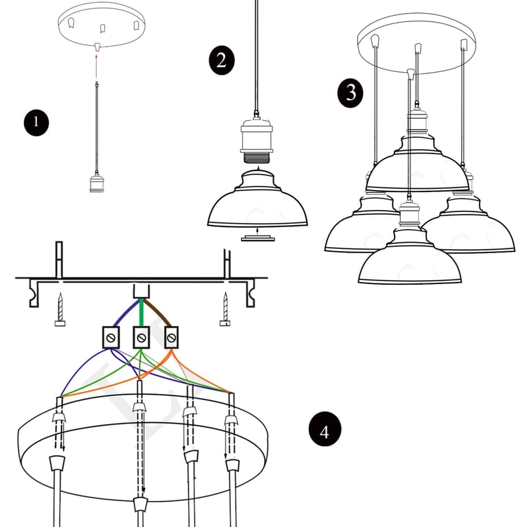 Red Kitchen Island Pendant Light Cluster - Modern Metal & Retro-Inspired Red Lighting Fixture