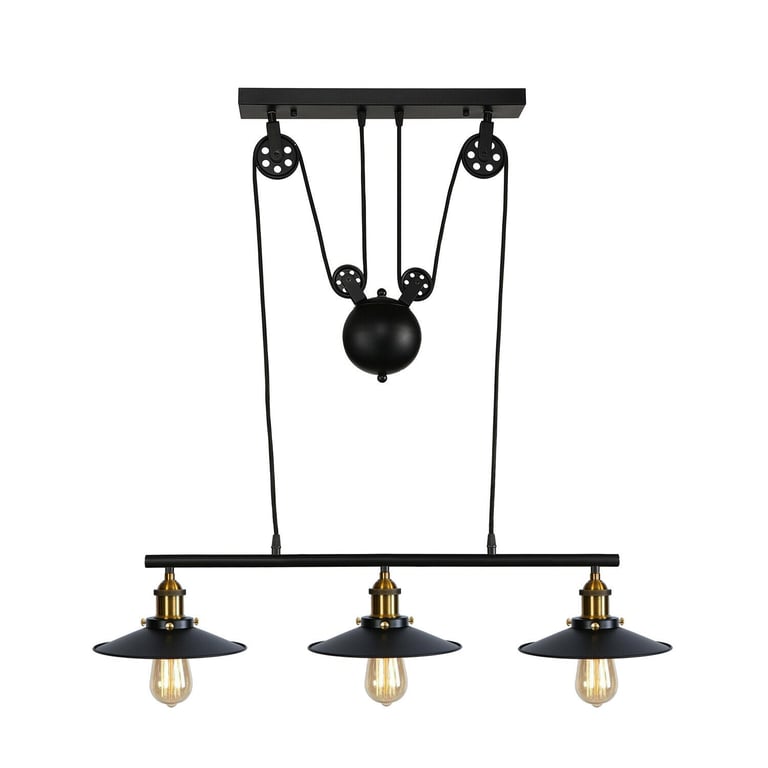 Vintage Industrial 3-Light Pendant Light Fixture with Adjustable Hanging System