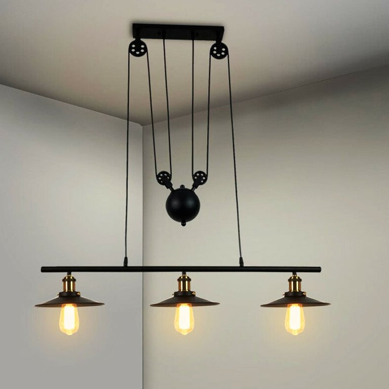 Vintage Industrial 3-Light Pendant Light Fixture with Adjustable Hanging System