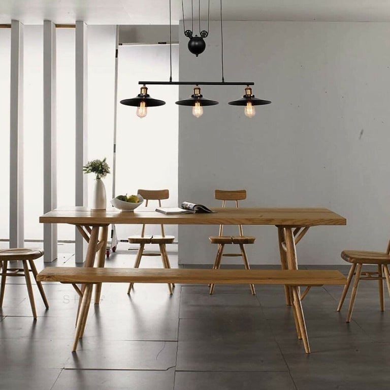 Vintage Industrial 3-Light Pendant Light Fixture with Adjustable Hanging System