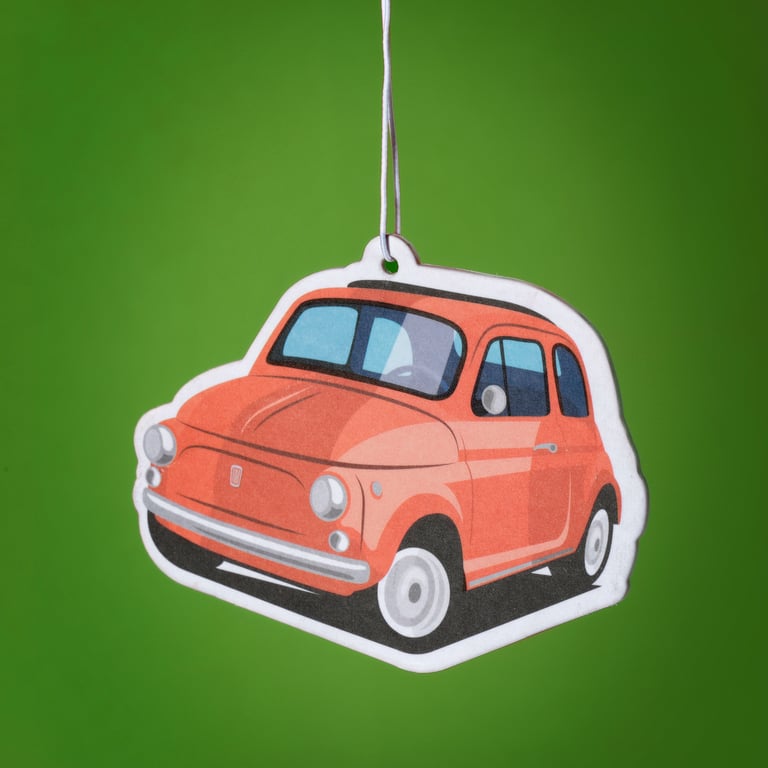 Retro Red Fiat 500 Air Freshener - Orange Scented Home Fragrance