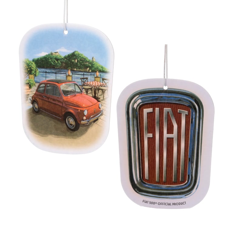 Lemon Scented Fiat 500 Mountain Scene Air Freshener - Licensed Home & Car Fragrance