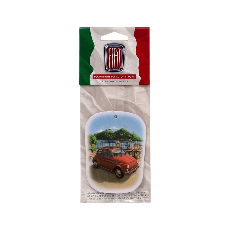 Lemon Scented Fiat 500 Mountain Scene Air Freshener - Licensed Home & Car Fragrance