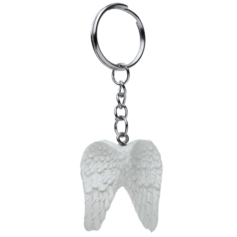 Resin Angel Wings Metal Keyring