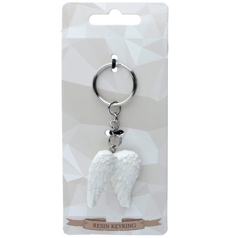 Resin Angel Wings Metal Keyring