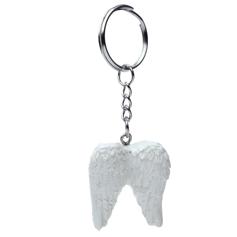 Resin Angel Wings Metal Keyring
