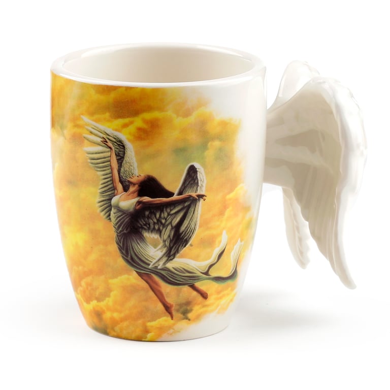 Dolomite Ceramic Angel Wings Mug - 350ml Handcrafted Design