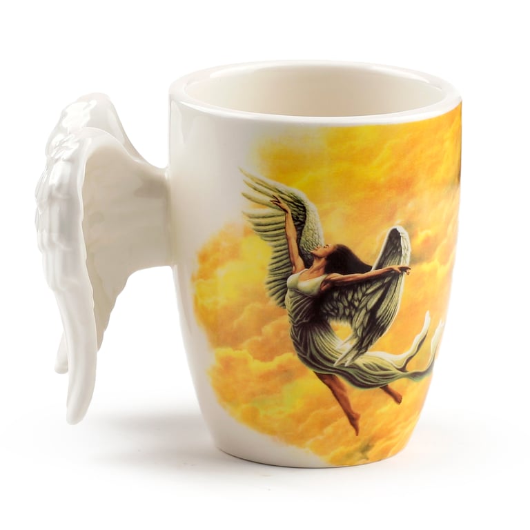 Dolomite Ceramic Angel Wings Mug - 350ml Handcrafted Design