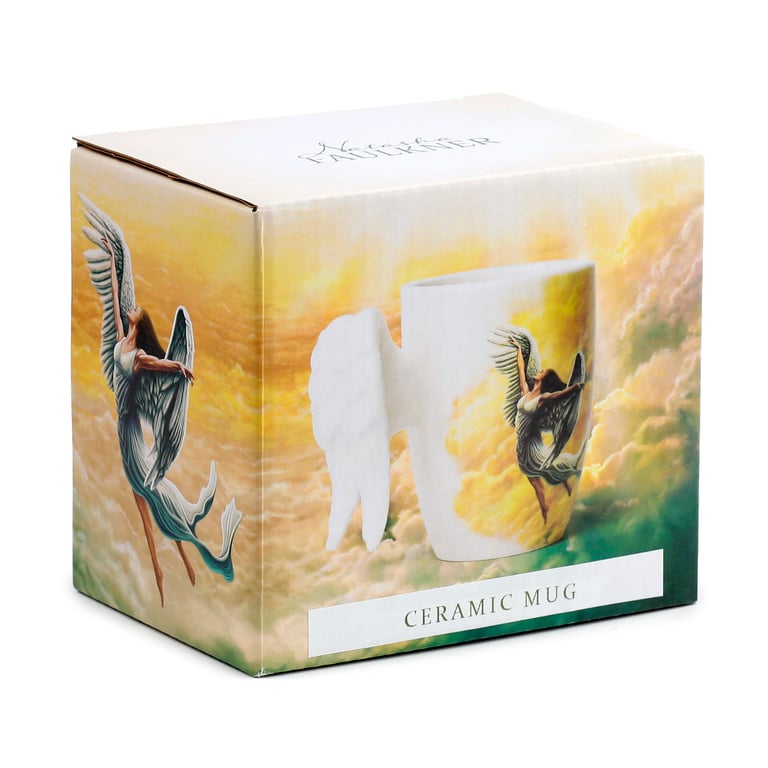 Dolomite Ceramic Angel Wings Mug - 350ml Handcrafted Design