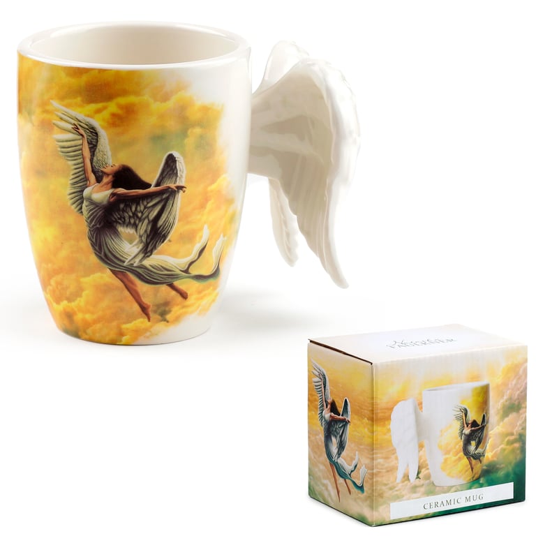 Dolomite Ceramic Angel Wings Mug - 350ml Handcrafted Design