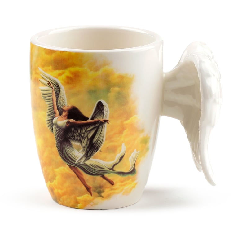 Dolomite Ceramic Angel Wings Mug - 350ml Handcrafted Design