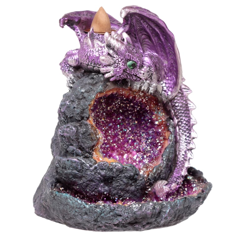 Crystal Baby Dragon LED Backflow Incense Burner - Resin Mist Holder with 30 Min Burn Time