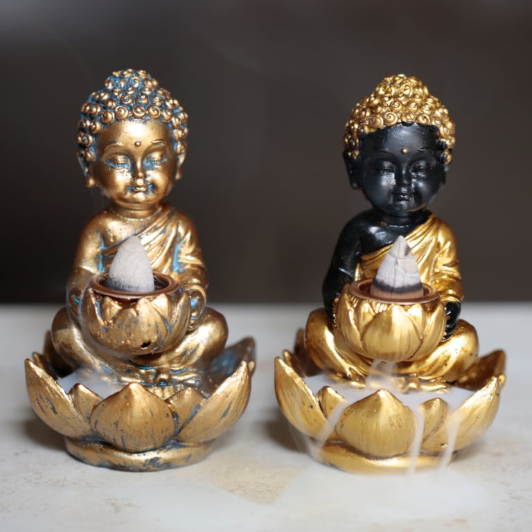 Backflow Lotus Buddha Resin Incense Burner 30 Minute Burn Time