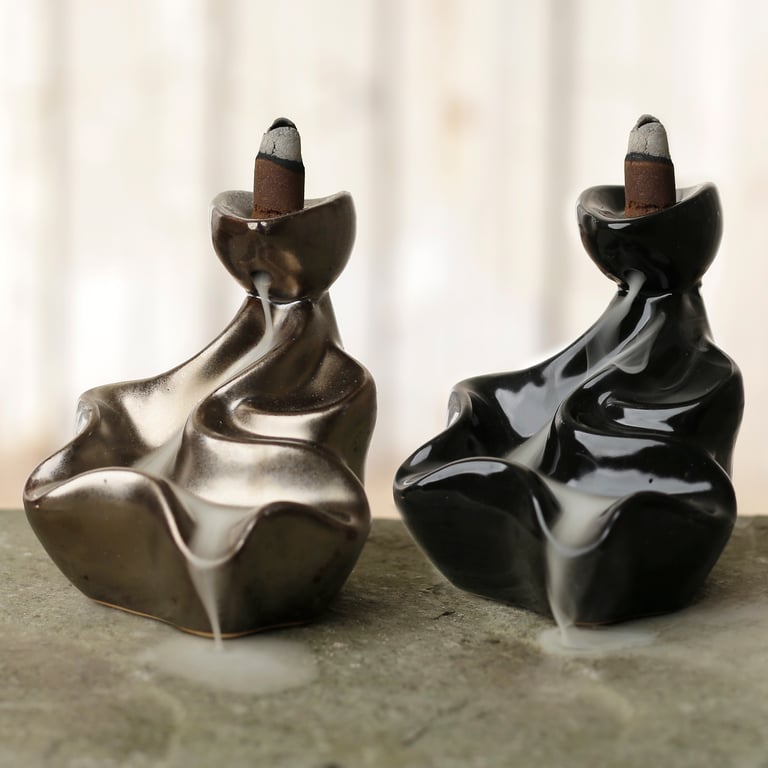 Resin and Metal Backflow Incense Burner - Waterfall Design