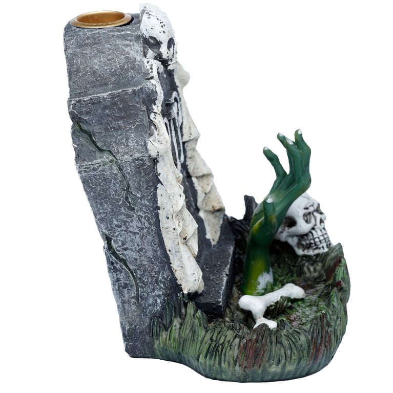 Resin Zombie Hand Tombstone Backflow Incense Burner - Misty Halloween Decor