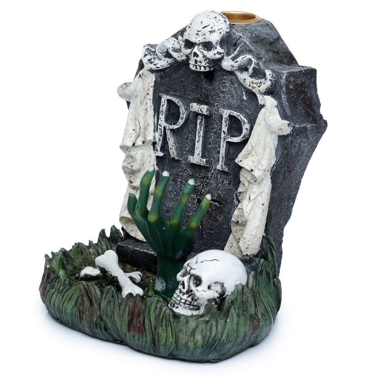 Resin Zombie Hand Tombstone Backflow Incense Burner - Misty Halloween Decor