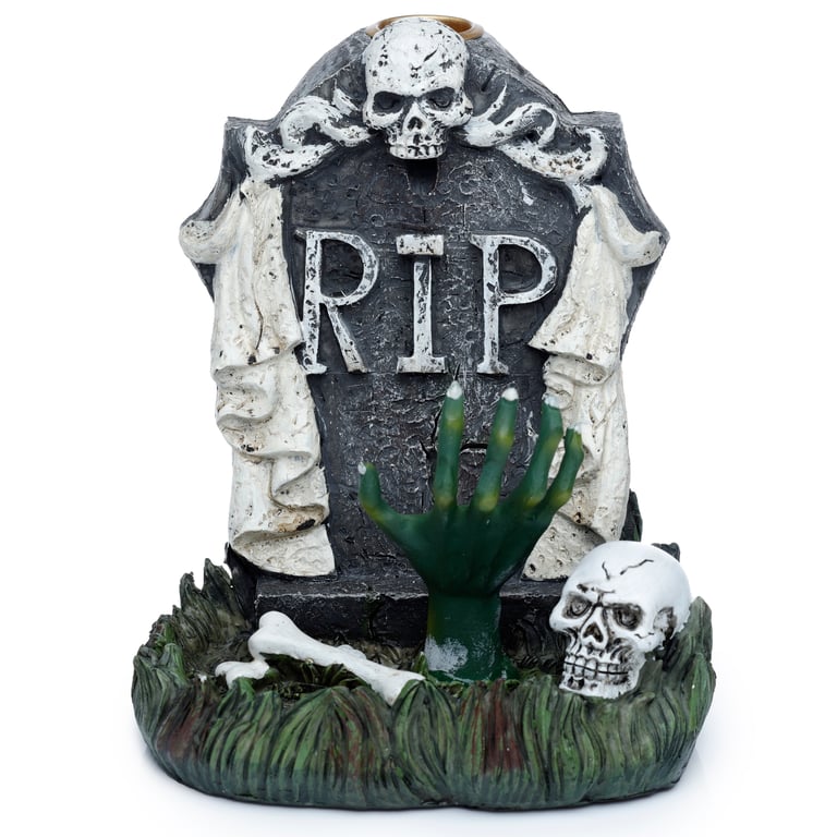 Resin Zombie Hand Tombstone Backflow Incense Burner - Misty Halloween Decor