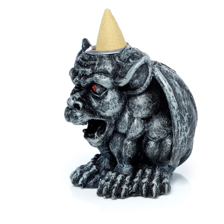 Backflow Gargoyle Resin and Metal Incense Burner, 30 Minute Use