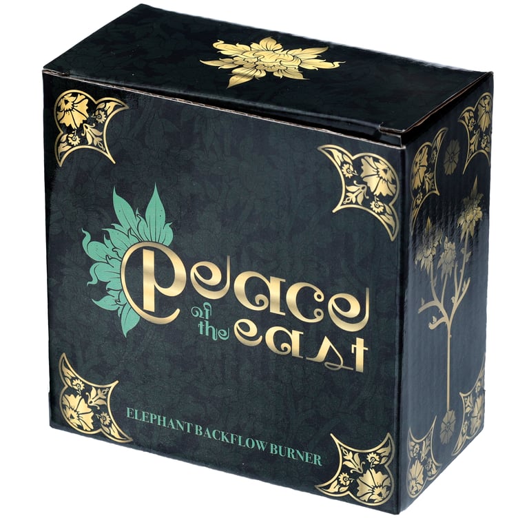 Peace of the East Wood Effect Elephant Backflow Incense Burner - Resin & Metal Construction, 30 Minute Burn Time