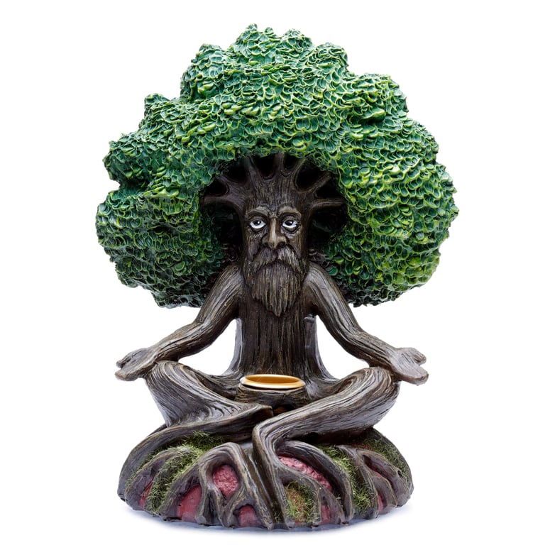 Resin and Metal Backflow Incense Burner - Tree Man, 30 Minute Heatproof Surface Use Only