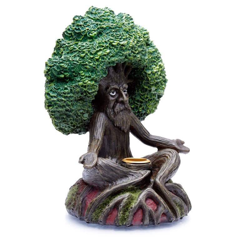 Resin and Metal Backflow Incense Burner - Tree Man, 30 Minute Heatproof Surface Use Only