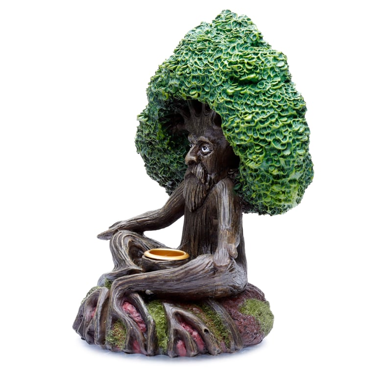 Resin and Metal Backflow Incense Burner - Tree Man, 30 Minute Heatproof Surface Use Only
