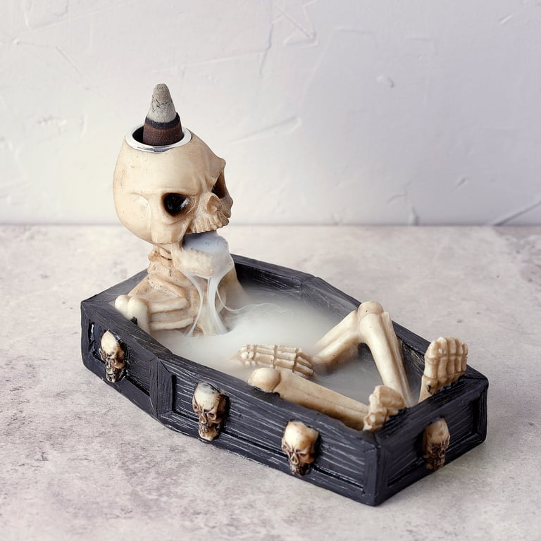 Skeleton Resin Metal Backflow Incense Burner - 30 Minute Burn Time