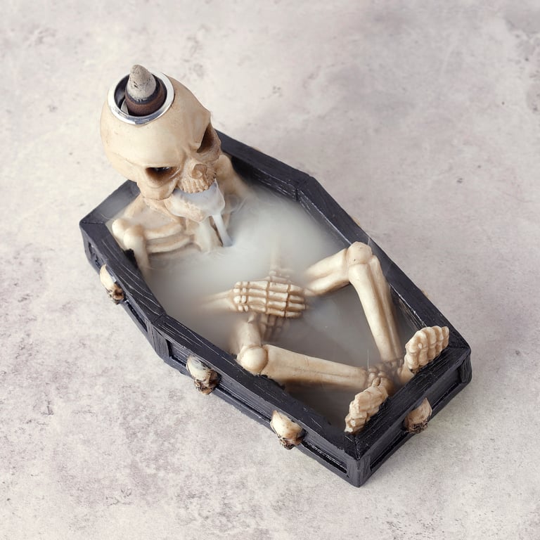 Skeleton Resin Metal Backflow Incense Burner - 30 Minute Burn Time