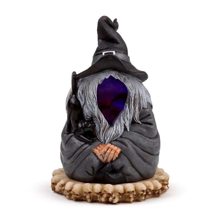 LED Ashcatcher Incense Burner - Dark Wizard, Battery Operated Cones Holder with Resin and Metal Construction