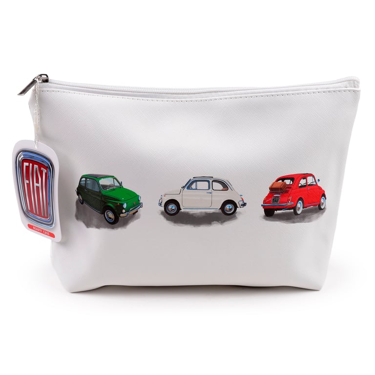 Large PVC Fiat 500 Licensed Toiletry Makeup Wash Bag - Vegan Friendly Travel Organizer