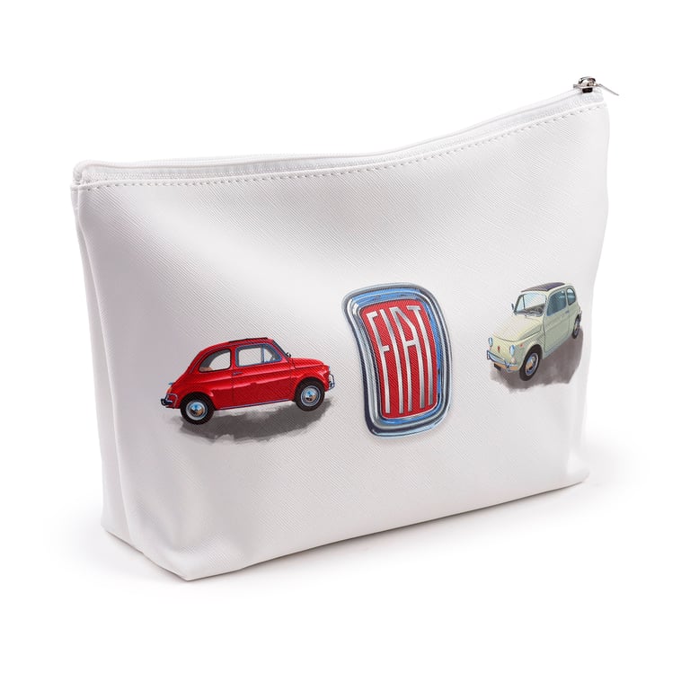 Large PVC Fiat 500 Licensed Toiletry Makeup Wash Bag - Vegan Friendly Travel Organizer