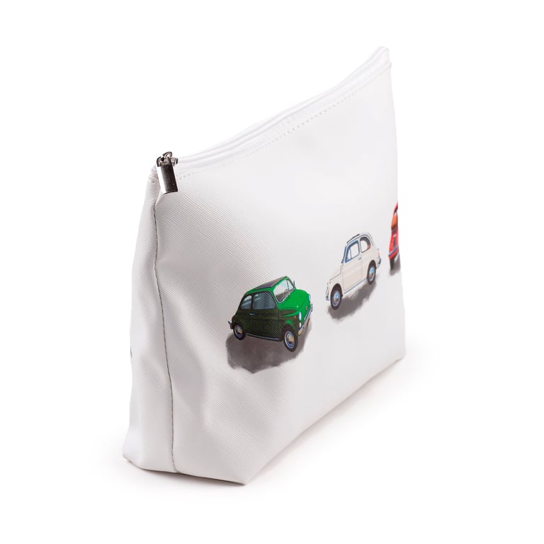 Large PVC Fiat 500 Licensed Toiletry Makeup Wash Bag - Vegan Friendly Travel Organizer