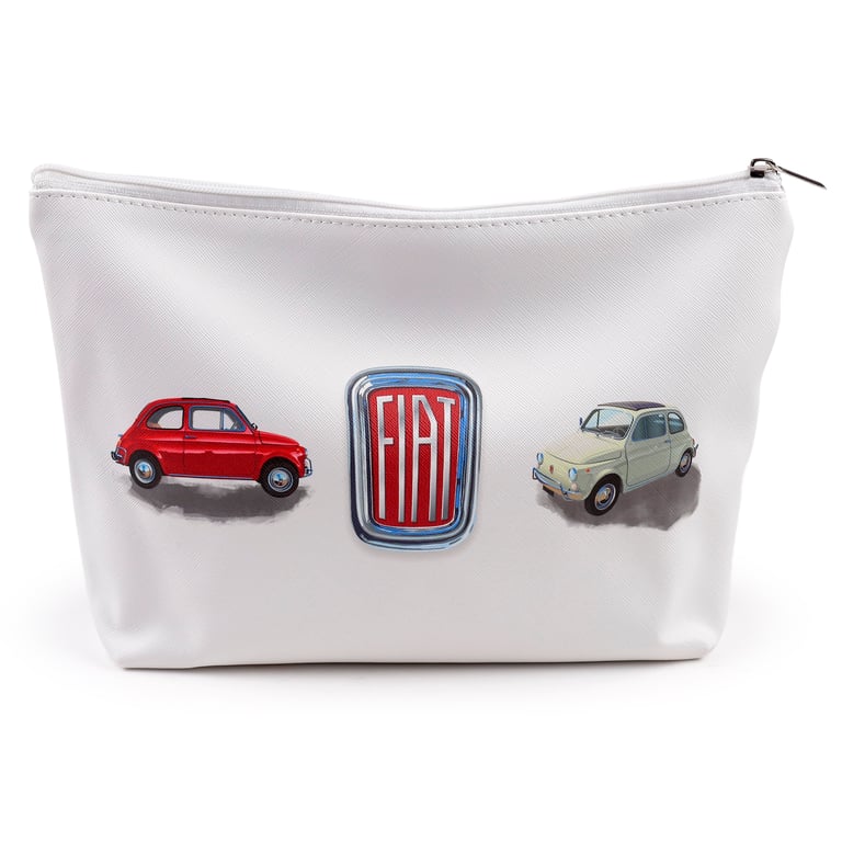 Large PVC Fiat 500 Licensed Toiletry Makeup Wash Bag - Vegan Friendly Travel Organizer
