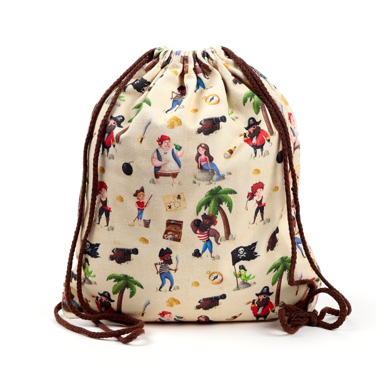 Pirate Jolly Rogers Canvas Drawstring Bag - Cotton Canvas Tote