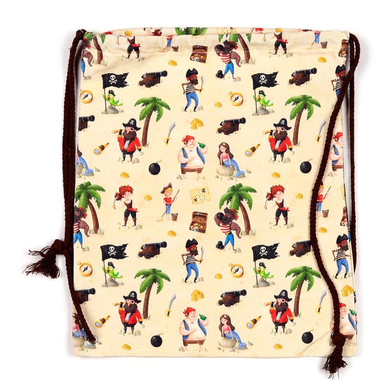 Pirate Jolly Rogers Canvas Drawstring Bag - Cotton Canvas Tote